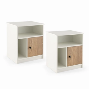 Giantex White Nightstand Set of 2, 25" Tall End Side Table with 1 Door & 2 Open Shelves office chair, ergonomic chair