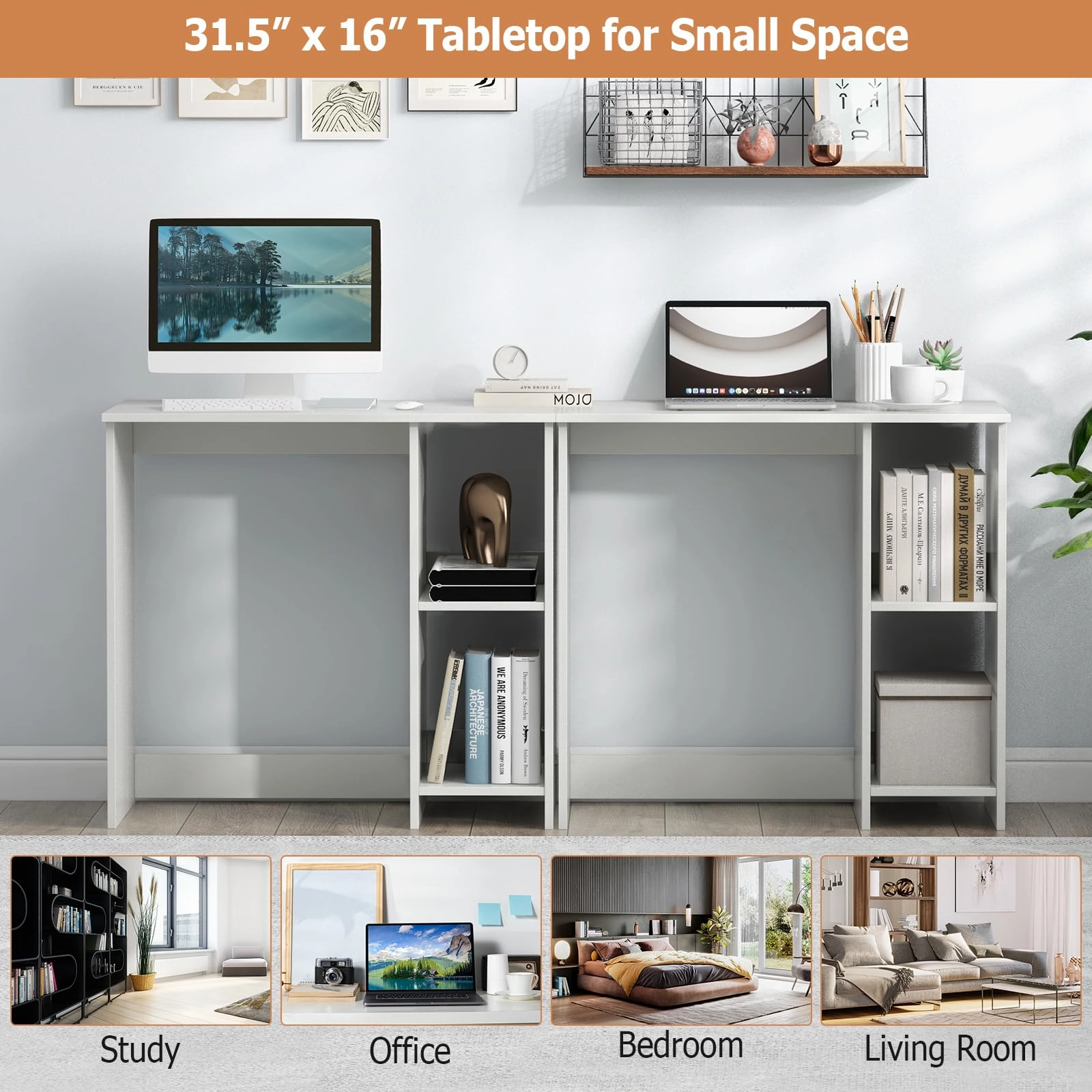 Giantex White Small Desk for Bedroom