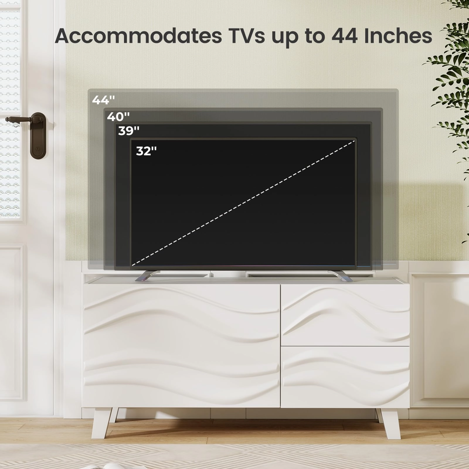 Giantex White TV Stand with Storage and Drawers