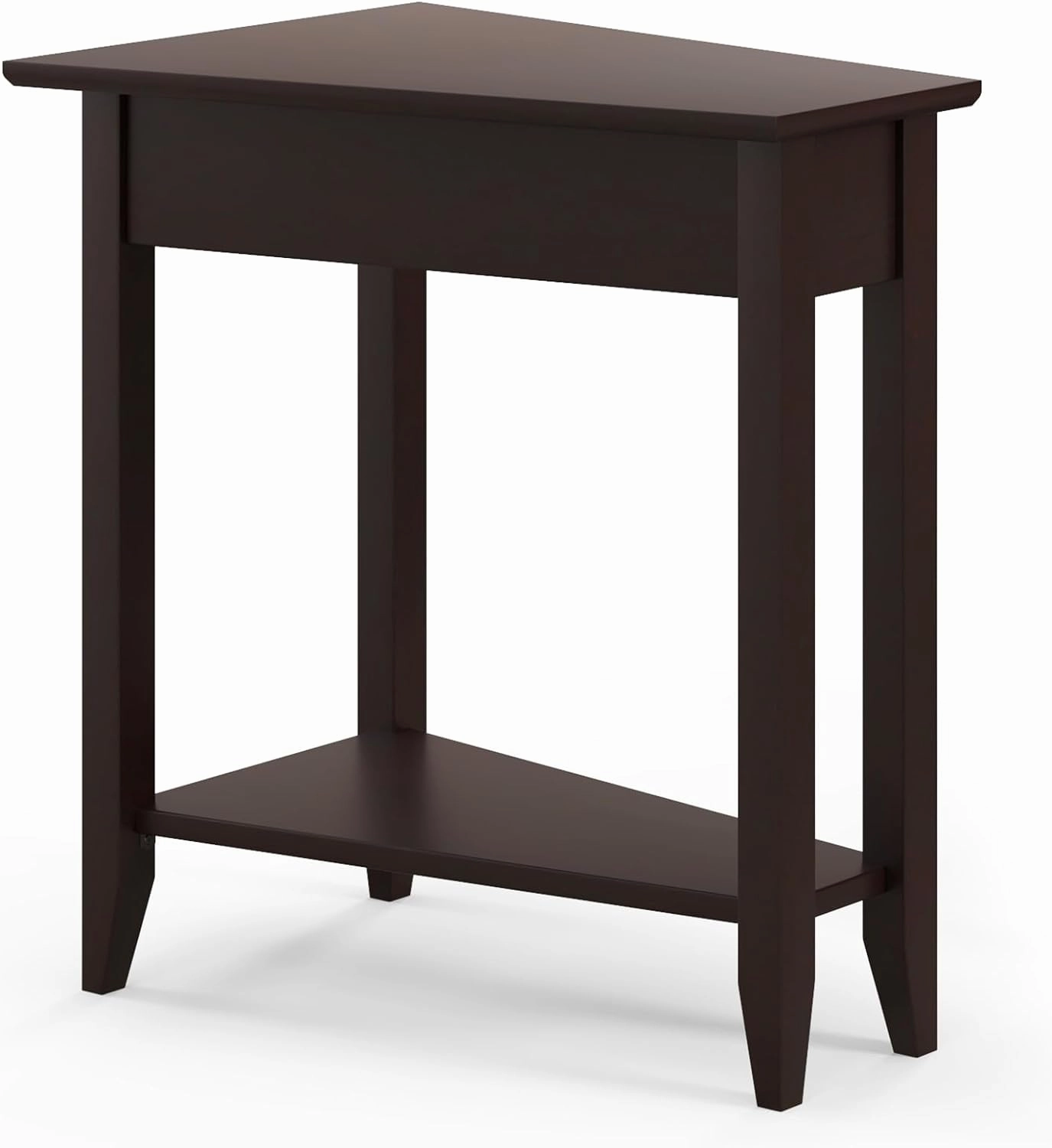 Giantex White Wedge End Table Set of 1 or 2, Triangle Side Table with Storage Shelf and Solid Wood Legs