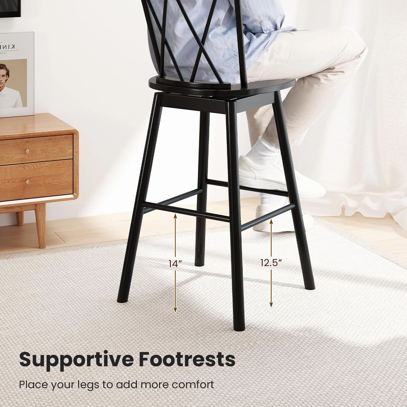 Giantex Windsor Bar Stools Set of 2/4(29"/24")
