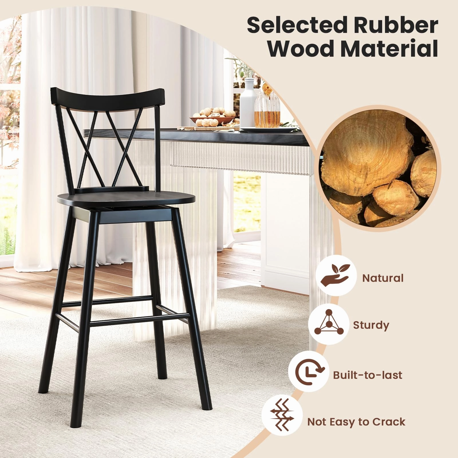 Giantex Windsor Bar Stools Set of 2/4(29"/24")
