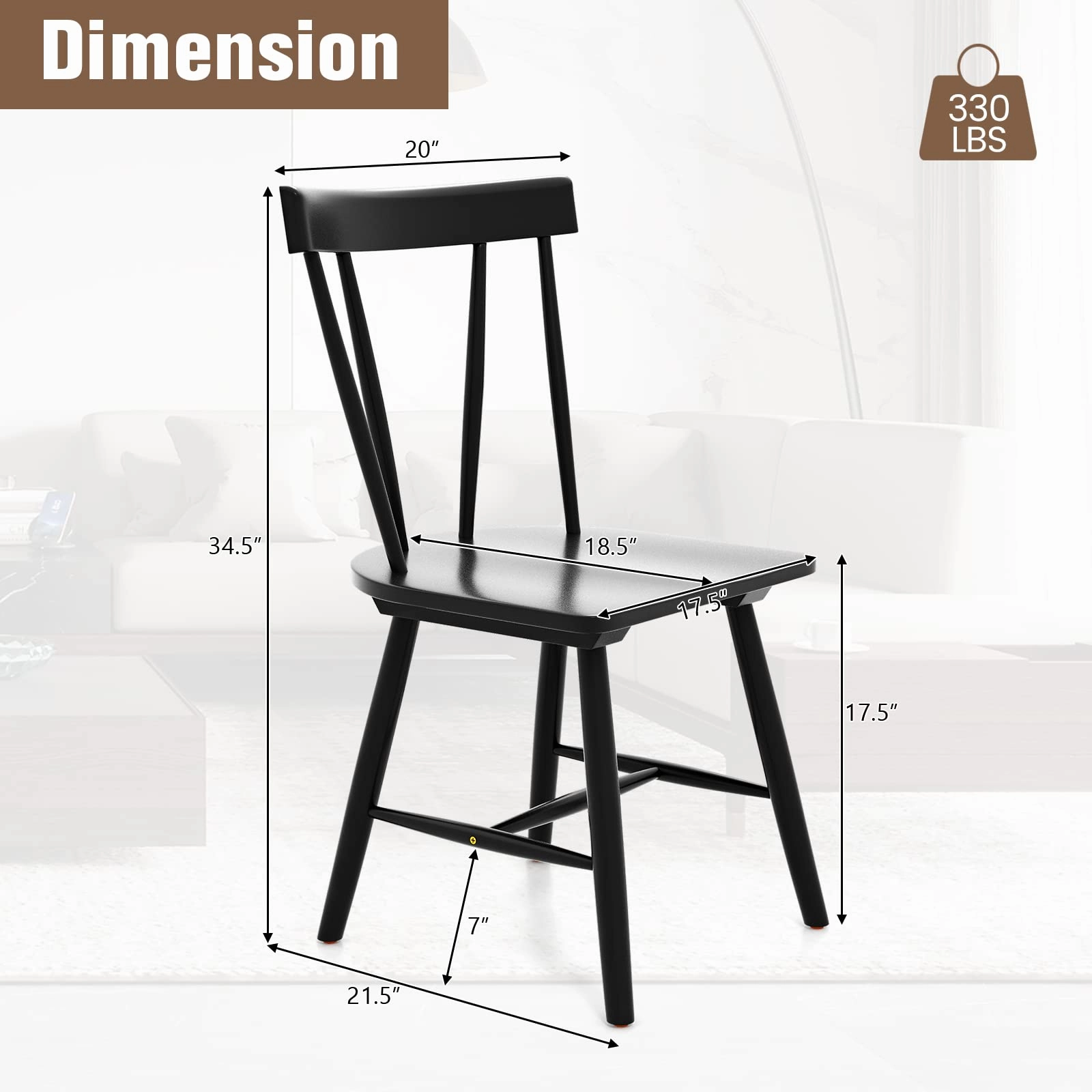 Giantex Windsor Chairs, Armless Dining Chairs with Solid Rubber Wood Frame