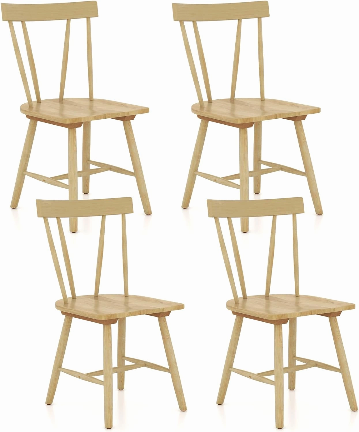 Giantex Windsor Chairs, Armless Dining Chairs with Solid Rubber Wood Frame