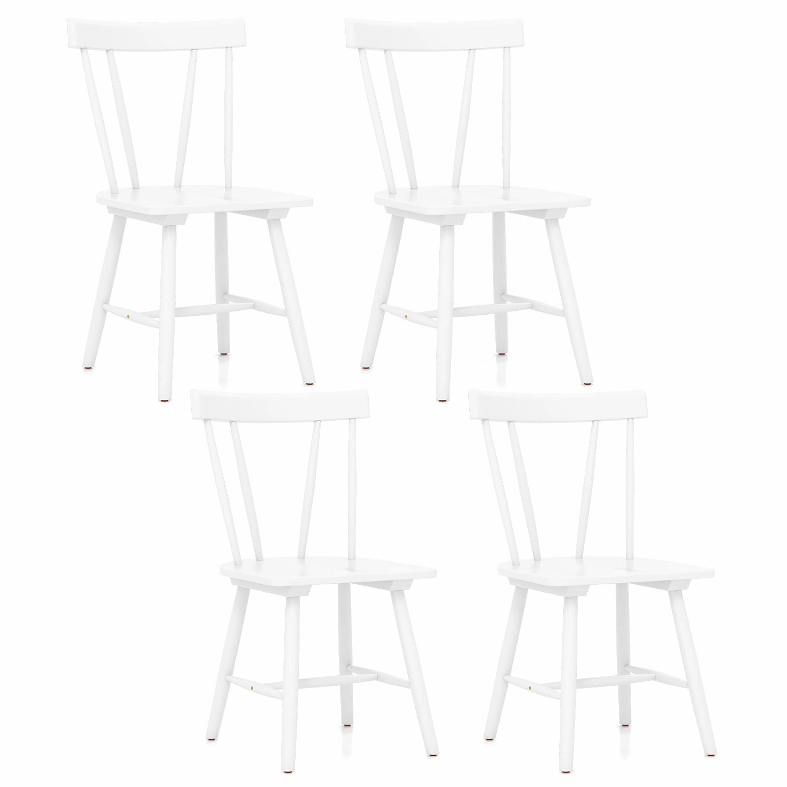 Giantex Windsor Chairs, Armless Dining Chairs with Solid Rubber Wood Frame