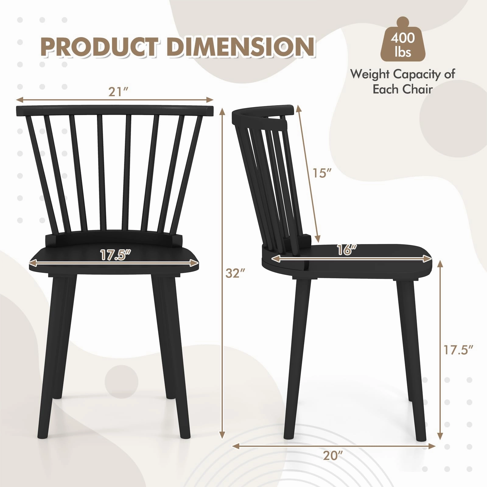 Giantex Windsor Dining Chairs Set for Home Living Room