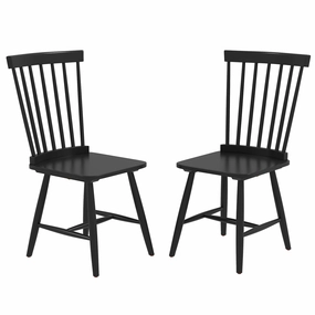 Giantex Windsor Dining Chairs Set of 2/4 Black, w/Wide Seat & Spindle Back, Max Load 400 Lbs kitchen towel, placemats