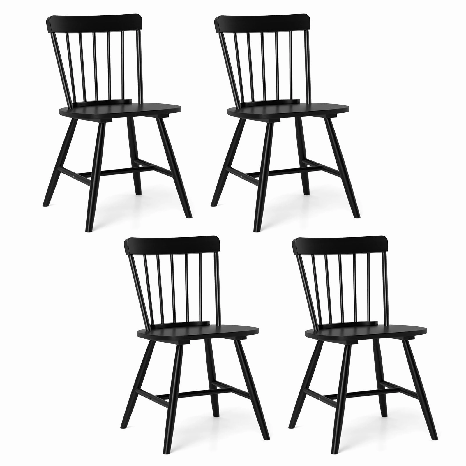 Giantex Windsor Dining Chairs Set of 2/4, Farmhouse Kitchen Chairs w/Rubber Wood Frame, Elegant Hollowed Backrest