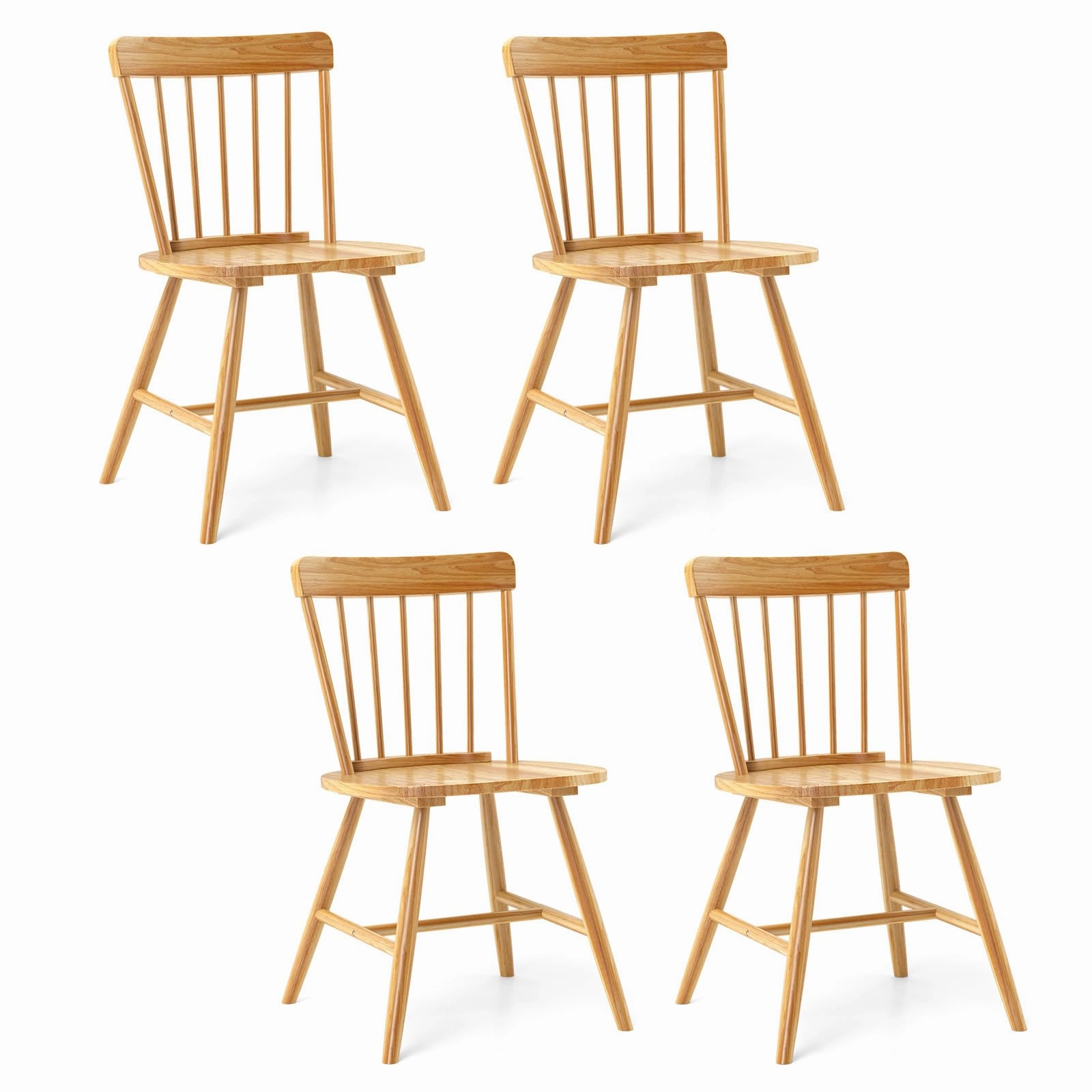 Giantex Windsor Dining Chairs Set of 2/4, Farmhouse Kitchen Chairs w/Rubber Wood Frame, Elegant Hollowed Backrest