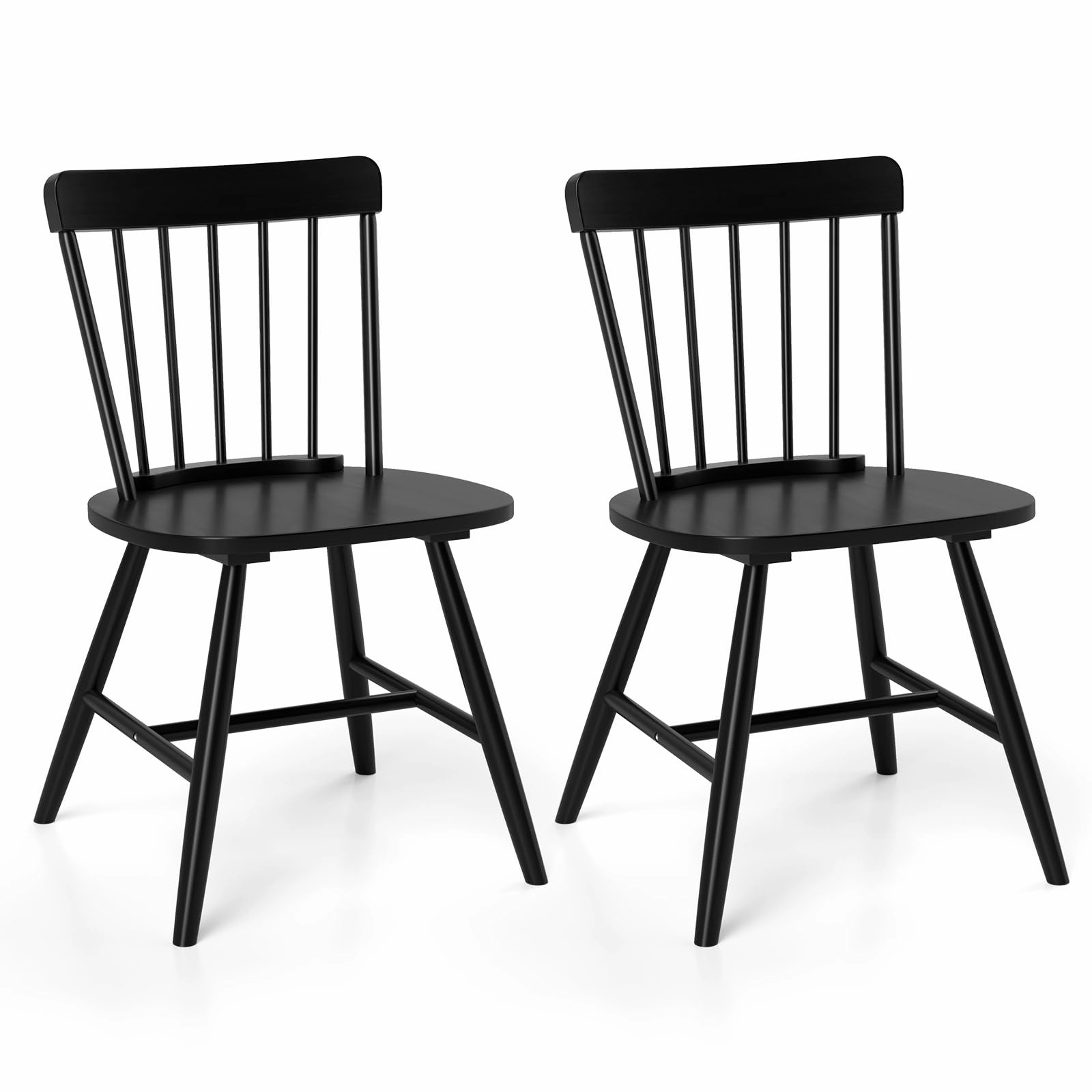Giantex Windsor Dining Chairs Set of 2/4, Farmhouse Kitchen Chairs w/Rubber Wood Frame, Elegant Hollowed Backrest
