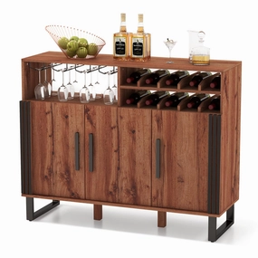 Giantex Wine Bar Cabinet, Buffet Sideboard with 3 Doors & Adjustable Shelves, Liquor Cabinet kitchen towel, placemats