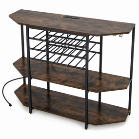 Giantex Wine Bar Cabinet with Power Outlet, Mini Coffee Bar Stand Table with 21 Bottle Wine Rack & Glass Holders kitchen towel, placemats