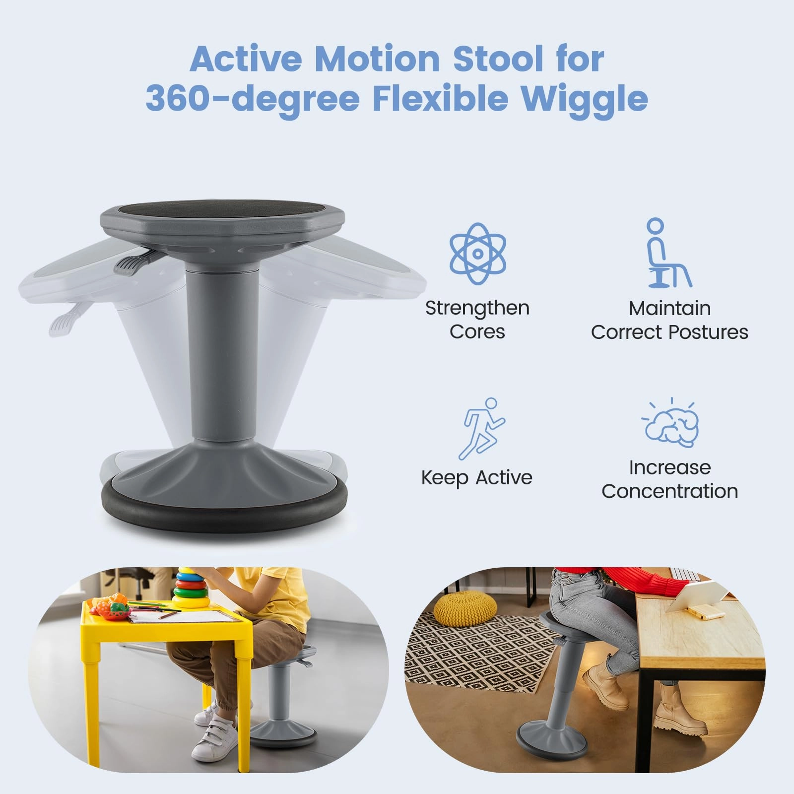 Giantex Wobble Stools for Classroom Seating - Wiggle Stool with Adjustable Height