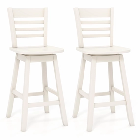 Giantex Wood Bar Stools, Swivel Counter Height Bar Stools with Slatted Hollow Back & Ergonomic Contoured Seat kitchen towel, placemats