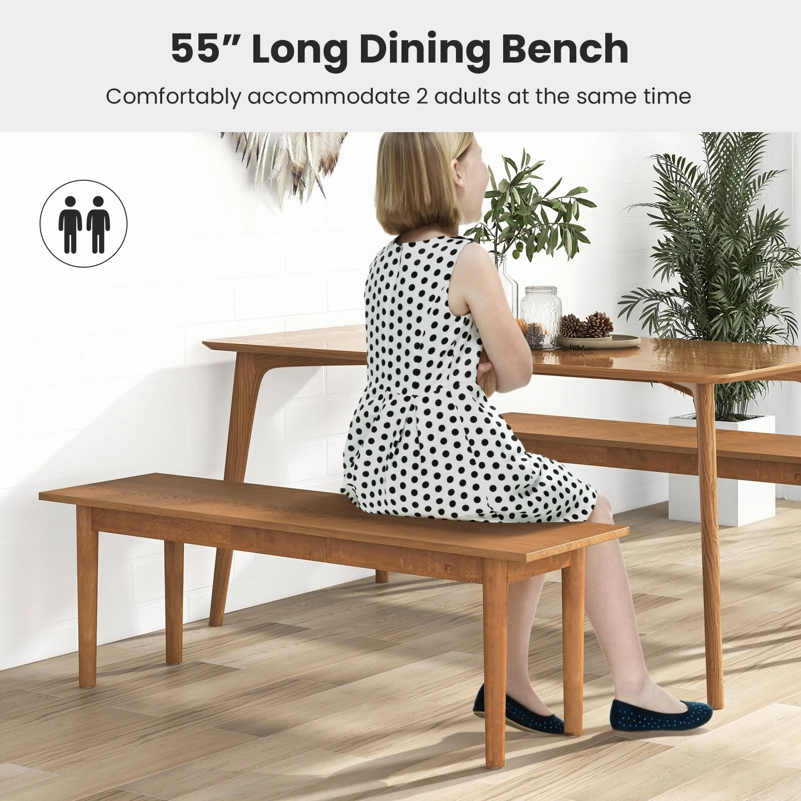 Giantex Wood Dining Bench, Entryway Bench w/Solid Rubber Wood Legs, 660 LBS Weight Capacity