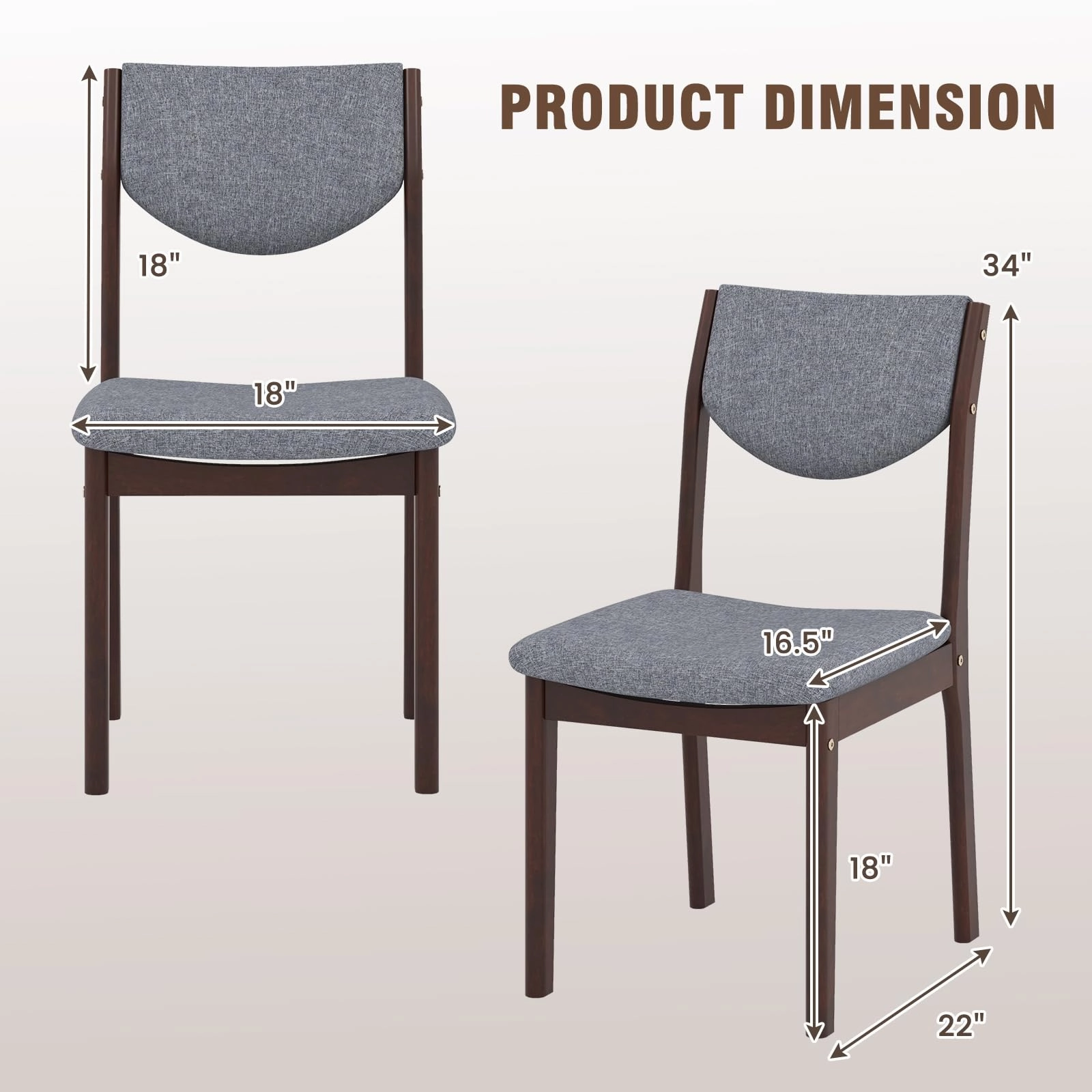 Giantex Wood Dining Chair, Wooden Kitchen Chairs with Rubber Wood Frame