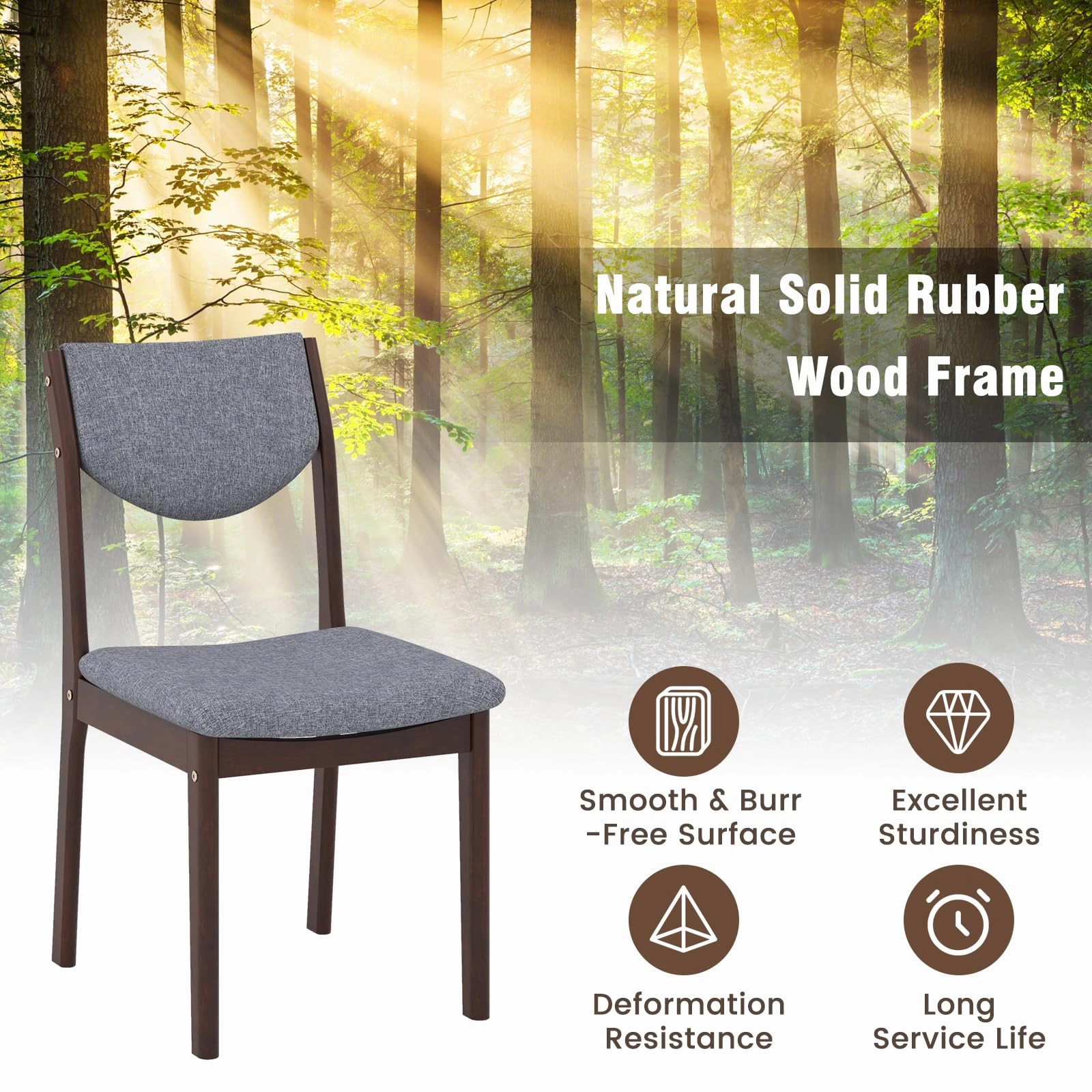 Giantex Wood Dining Chair, Wooden Kitchen Chairs with Rubber Wood Frame