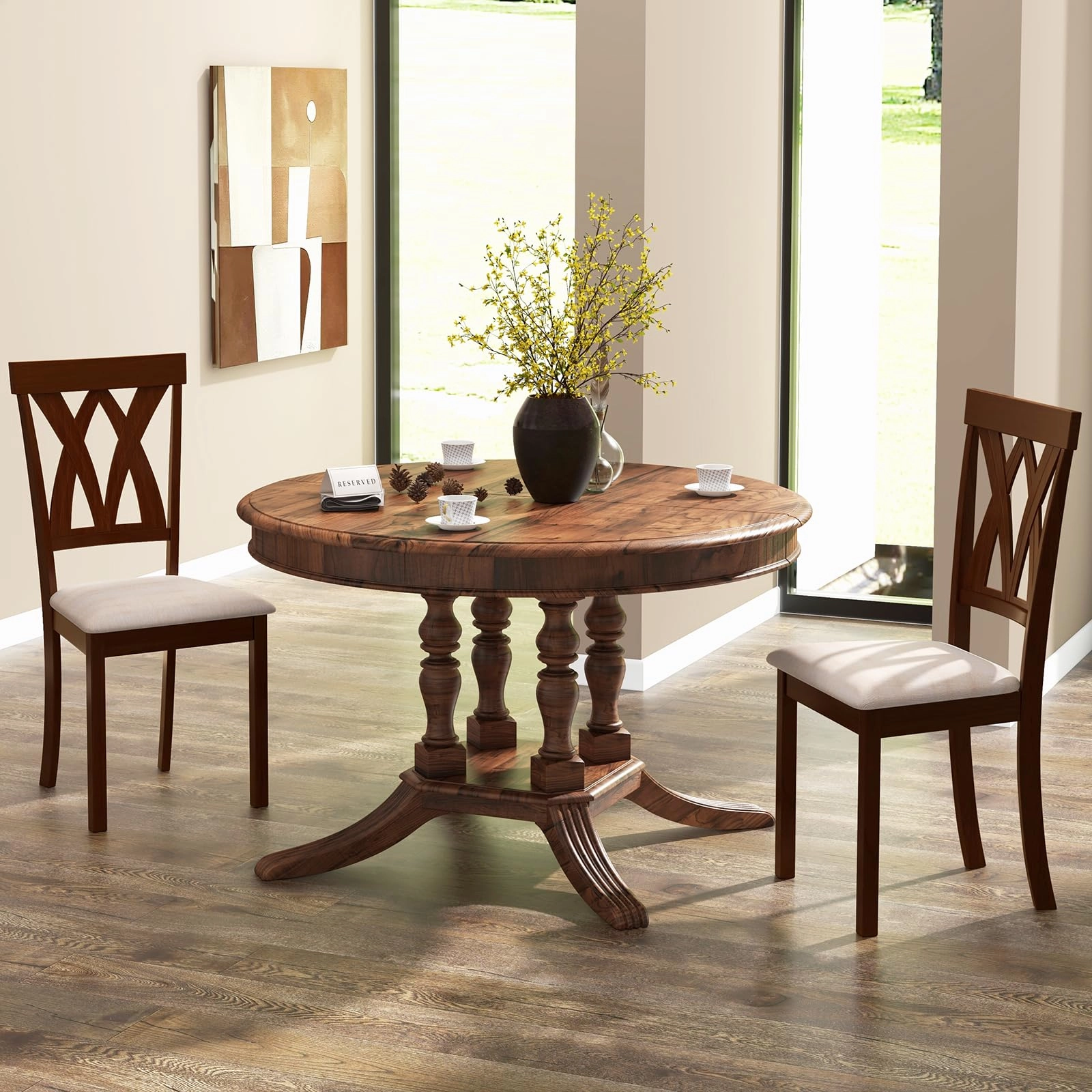 Giantex Wood Dining Chair, Wooden Kitchen Chairs with Upholstered Seat