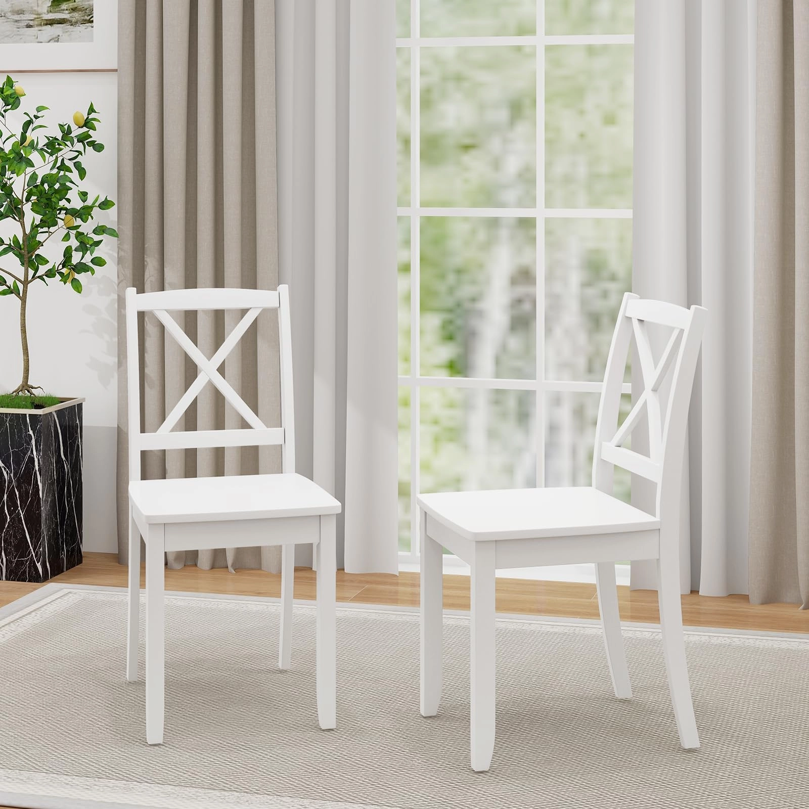 Giantex Wood Dining Chairs, Armless Kitchen Chairs w/Rubber Wood Legs & Curved Backrest