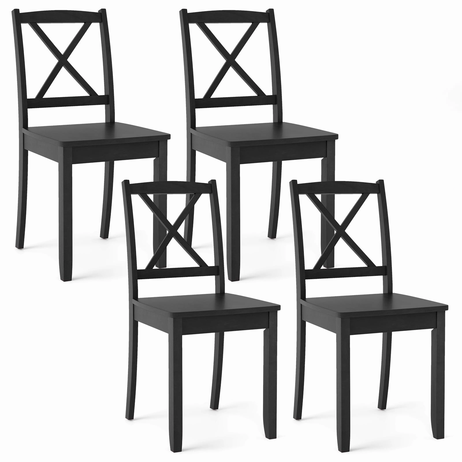 Giantex Wood Dining Chairs, Armless Kitchen Chairs w/Rubber Wood Legs & Curved Backrest