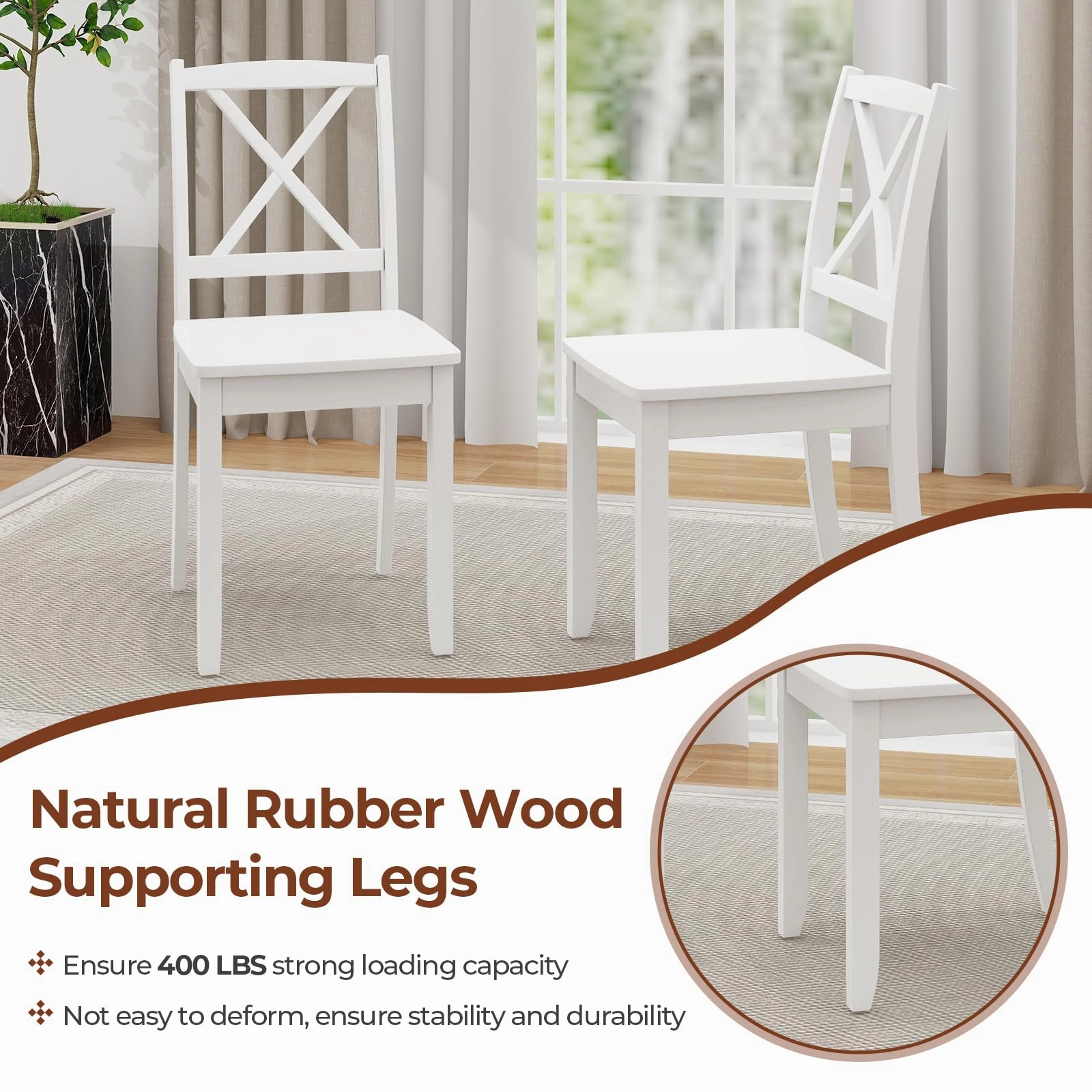 Giantex Wood Dining Chairs, Armless Kitchen Chairs w/Rubber Wood Legs & Curved Backrest