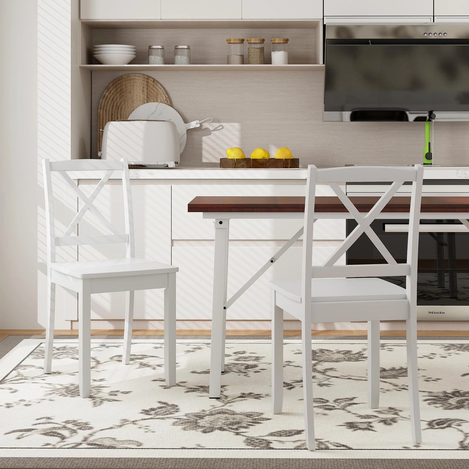 Giantex Wood Dining Chairs, Armless Kitchen Chairs w/Rubber Wood Legs & Curved Backrest