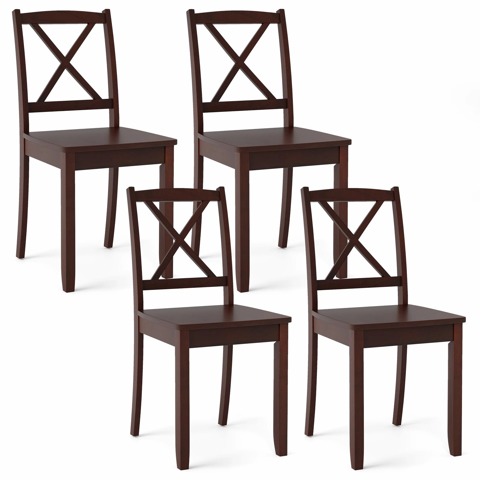 Giantex Wood Dining Chairs, Armless Kitchen Chairs w/Rubber Wood Legs & Curved Backrest