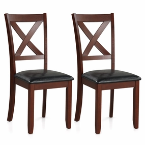 Giantex Wood Dining Chairs, Faux Leather Upholstered Dining Chairs with Rubber Wood Legs kitchen towel, placemats