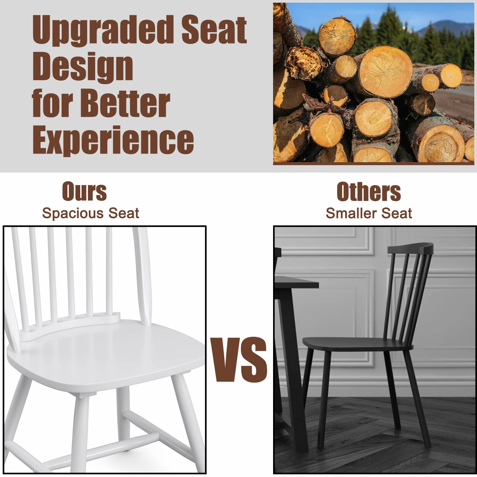 Giantex Wood Dining Chairs, French Country Armless Spindle Back Dining Chairs