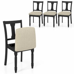 Giantex Wood Dining Chairs Set Farmhouse Dining Room Chair with Cushion Seat, Armless Wooden Dining Side Chairs kitchen towel, placemats