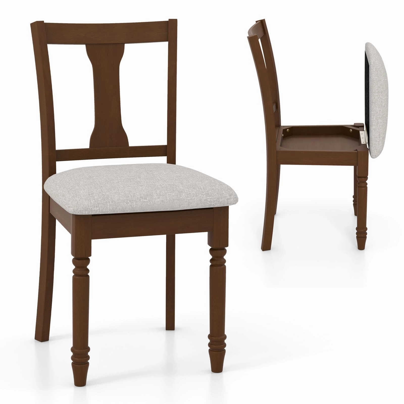 Giantex Wood Dining Chairs Set Farmhouse Dining Room Chair with Cushion Seat, Armless Wooden Dining Side Chairs