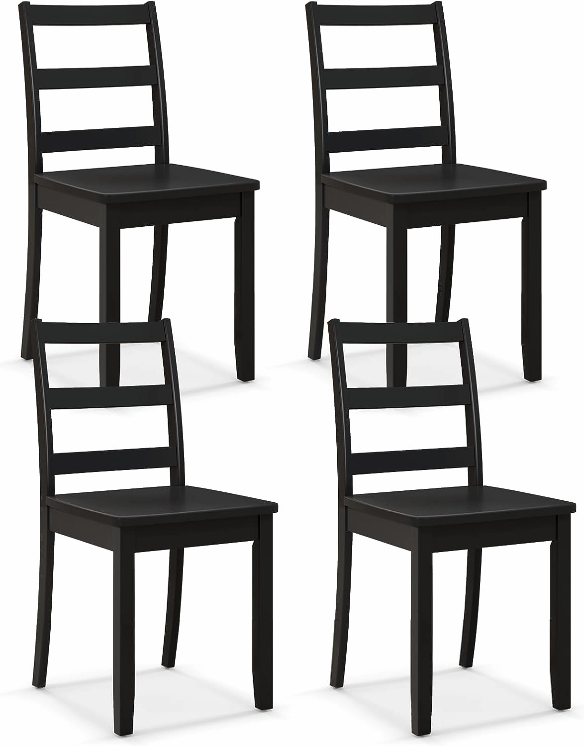 Giantex Wood Dining Chairs Set of 2/4 - Wooden Armless Kitchen Chairs with Solid Rubber Wood Legs