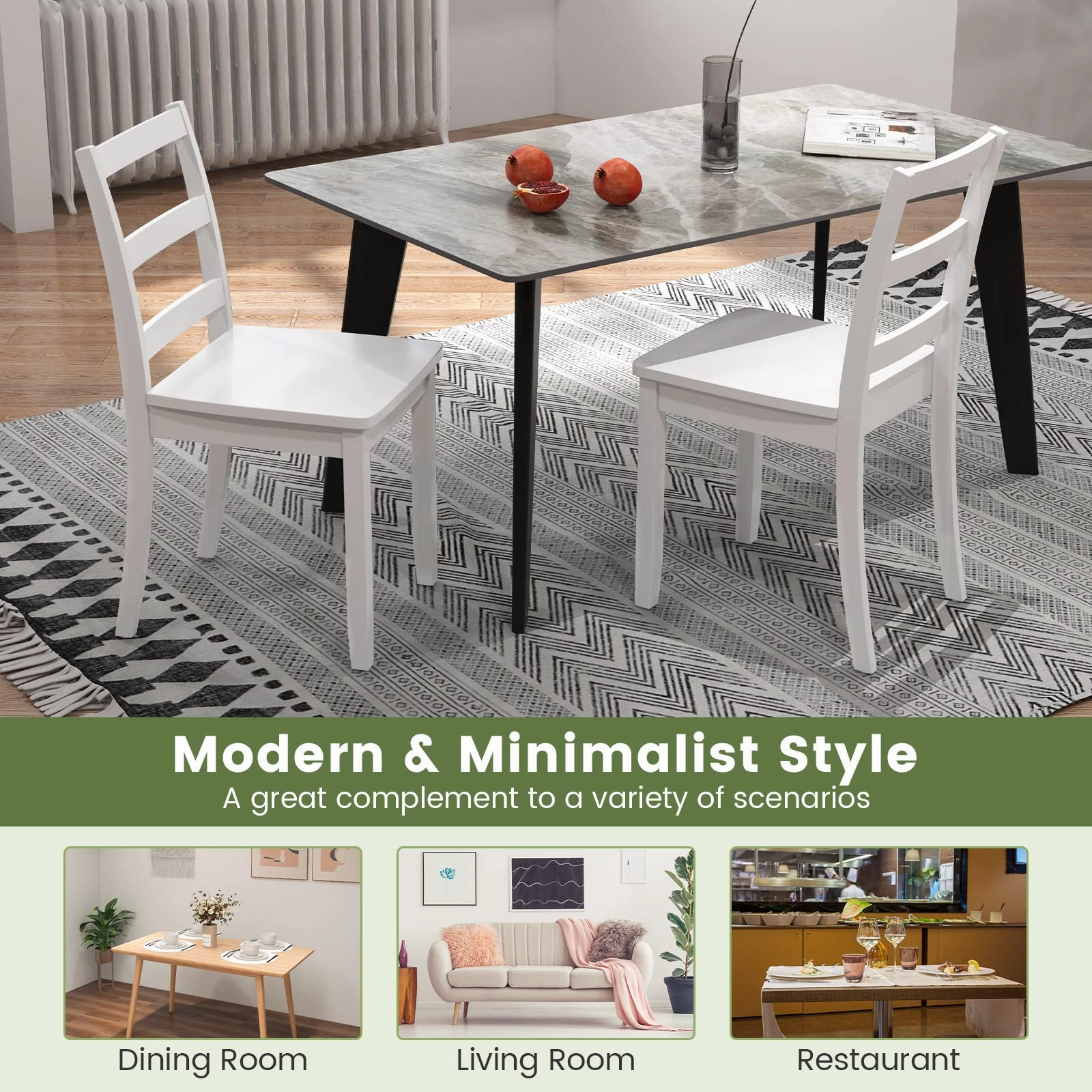 Giantex Wood Dining Chairs Set of 2/4 - Wooden Armless Kitchen Chairs with Solid Rubber Wood Legs
