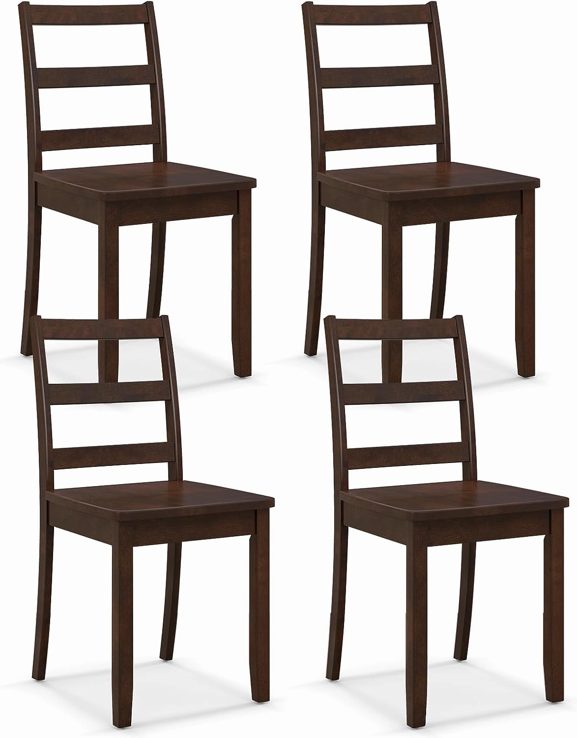 Giantex Wood Dining Chairs Set of 2/4 - Wooden Armless Kitchen Chairs with Solid Rubber Wood Legs