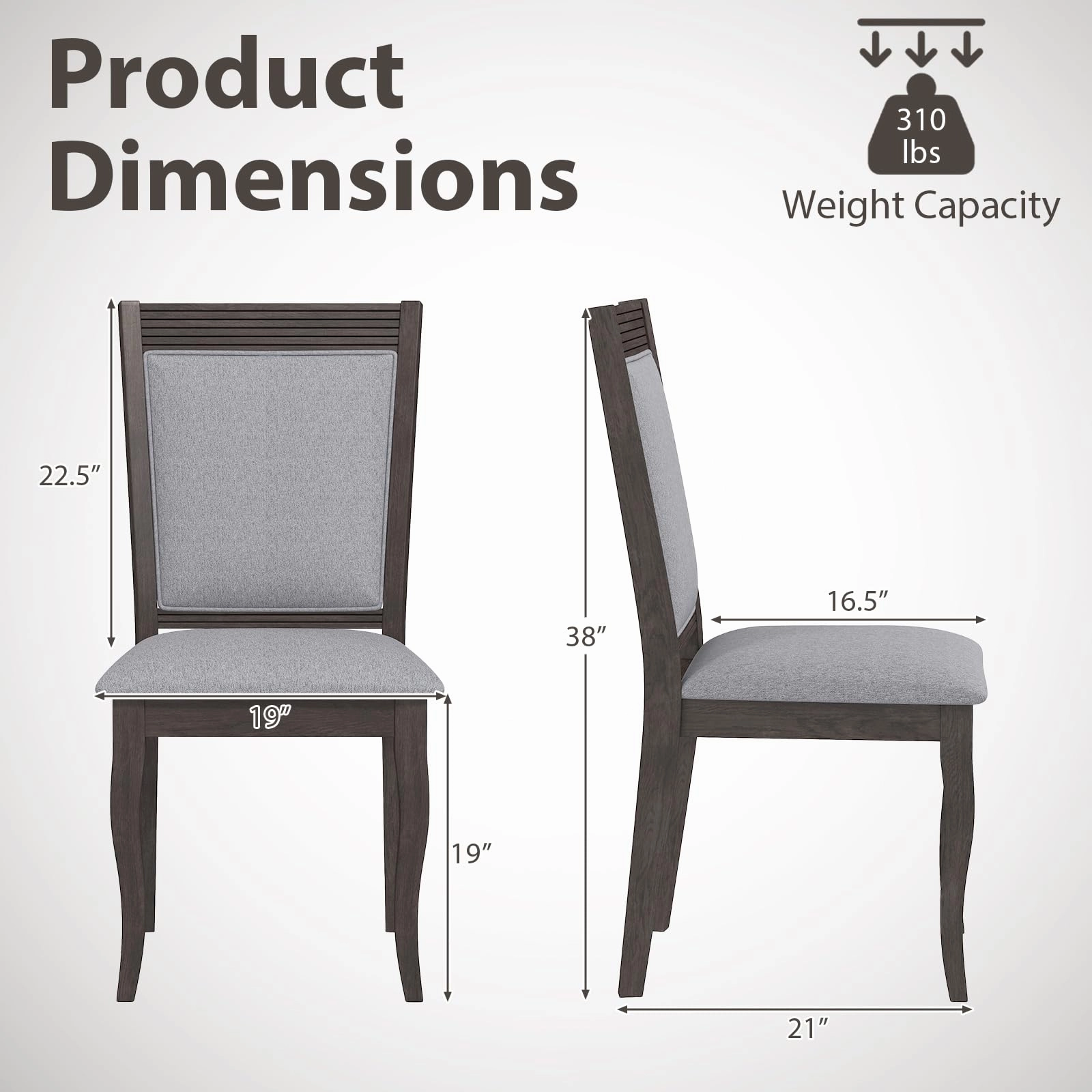 Giantex Wood Dining Chairs Set of 2/4, Farmhouse Upholstered Kitchen Chairs w/Rubber Wood Frame