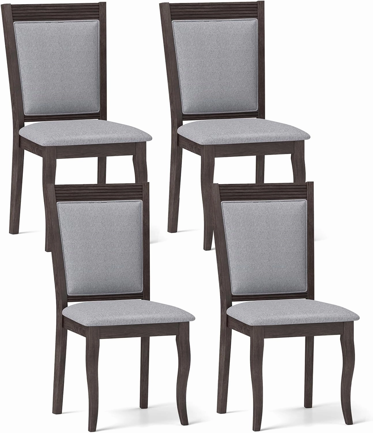 Giantex Wood Dining Chairs Set of 2/4, Farmhouse Upholstered Kitchen Chairs w/Rubber Wood Frame