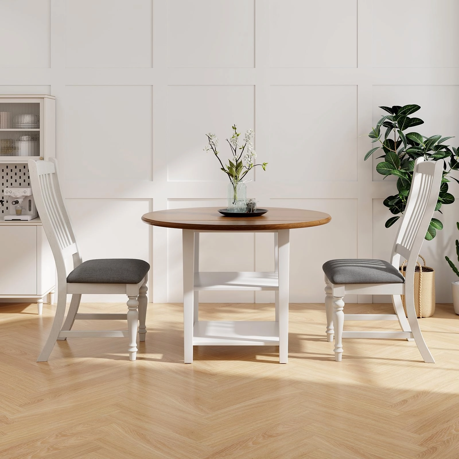 Giantex Wood Dining Chairs Set of 2, Farmhouse Kitchen Chairs with Solid Wood Frame, Max Load 355 Lbs