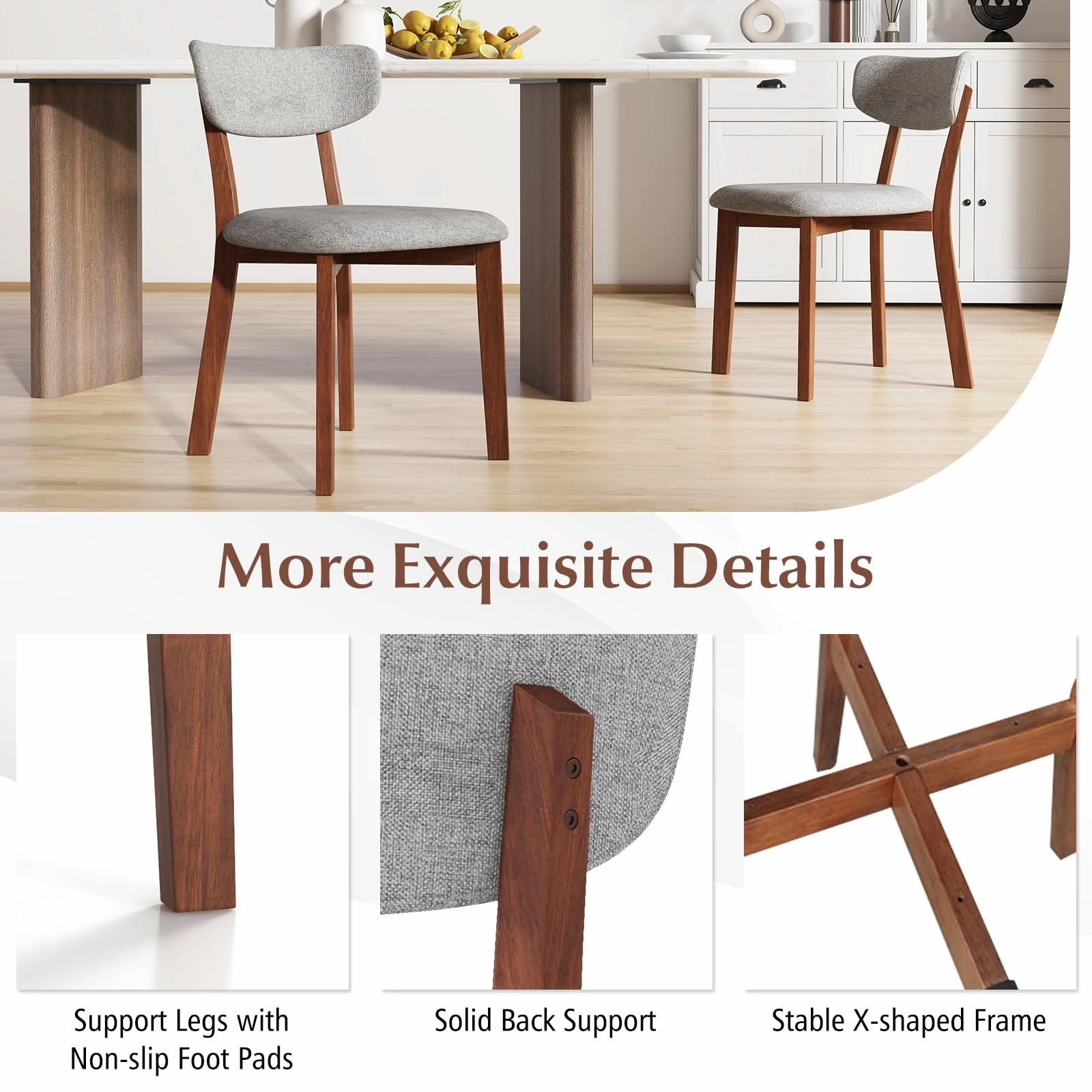 Giantex Wood Dining Chairs Set of 2, Farmhouse Wooden Dining Room Chair with Cushion Seat