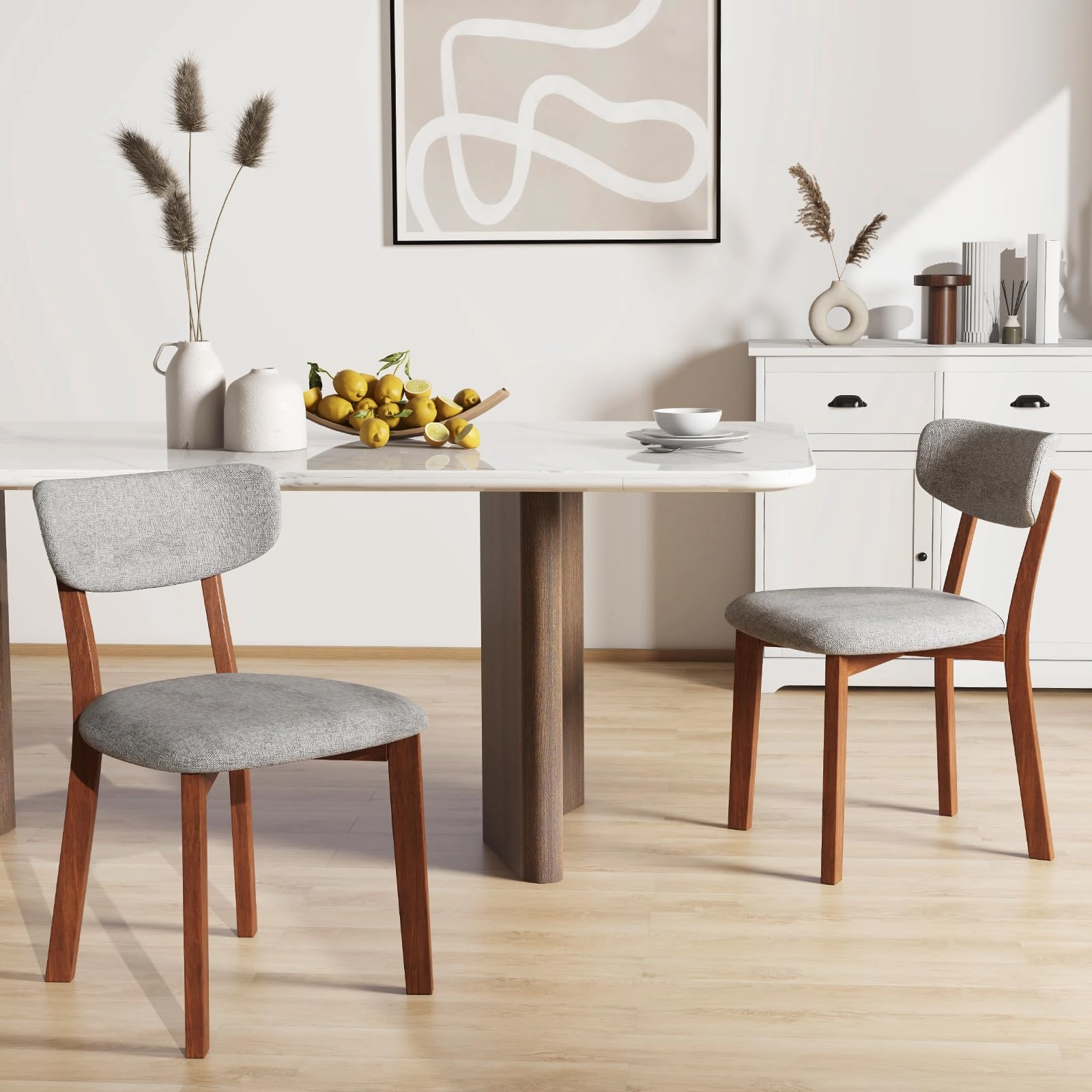 Giantex Wood Dining Chairs Set of 2, Farmhouse Wooden Dining Room Chair with Cushion Seat