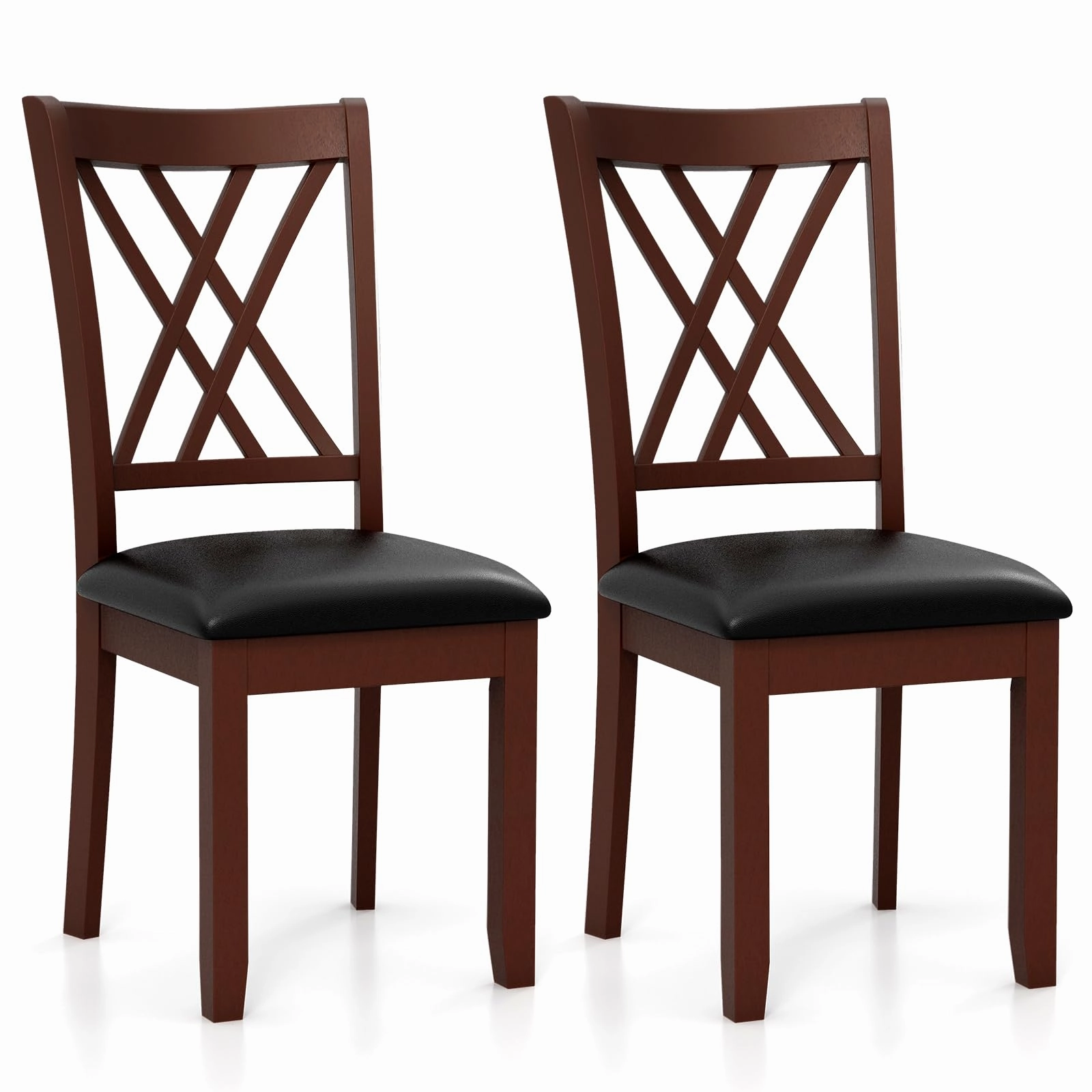 Giantex Wood Dining Chairs Set of 2, Faux Leather Upholstered Kitchen Chairs with Rubber Wood Legs kitchen towel, placemats