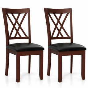 Giantex Wood Dining Chairs Set of 2, Faux Leather Upholstered Kitchen Chairs with Rubber Wood Legs kitchen towel, placemats