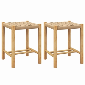 Giantex Wood Stools Set of 2, 18" Tall Boho Backless Stool Chairs with Rubber Wood Legs kitchen towel, placemats