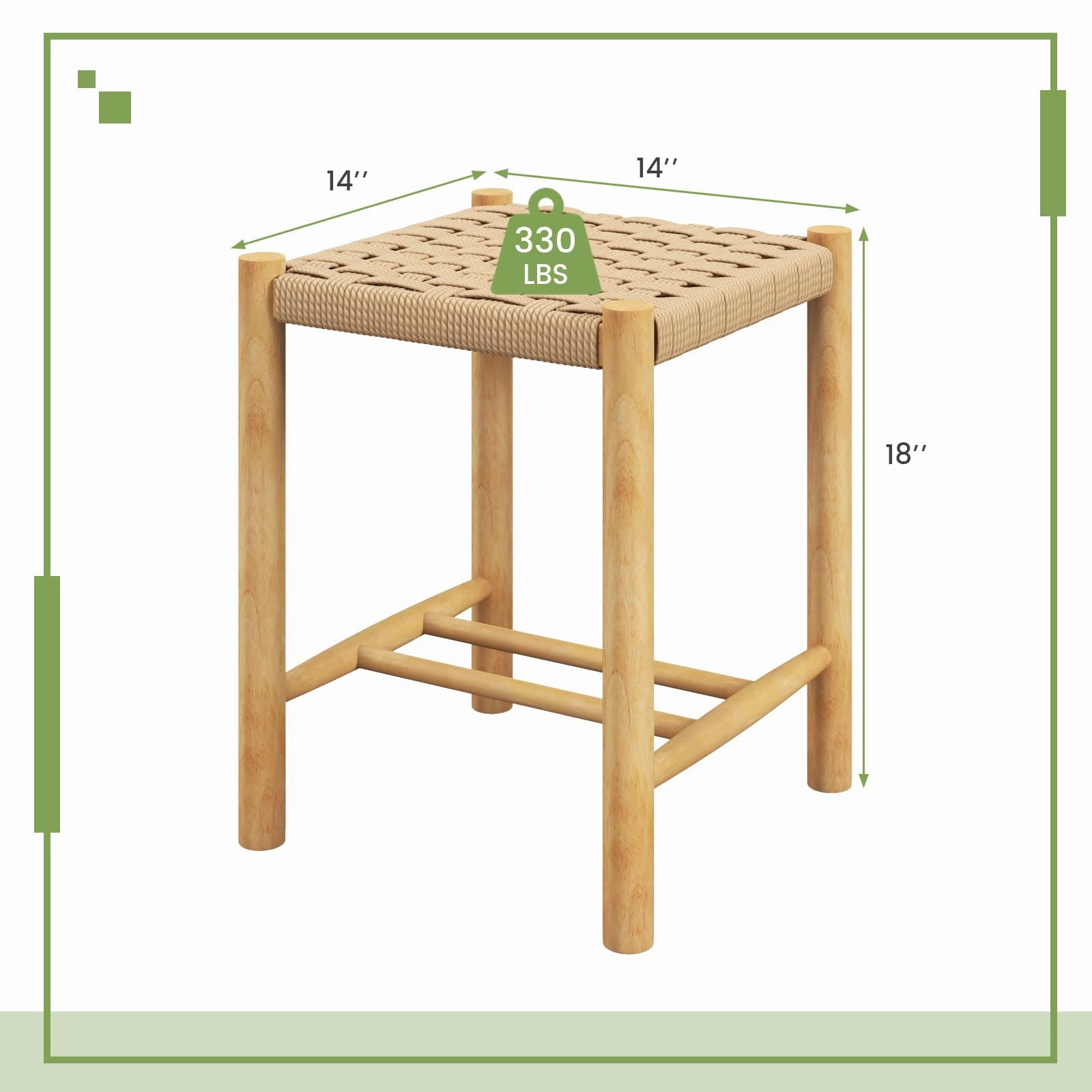 Giantex Wood Stools Set of 2, 18" Tall Boho Backless Stool Chairs with Rubber Wood Legs