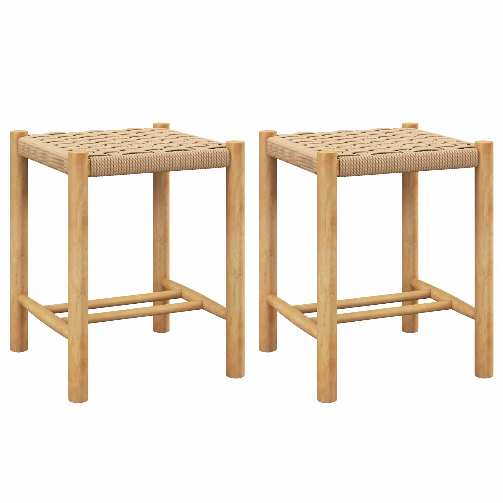 Giantex Wood Stools Set of 2, 18" Tall Boho Backless Stool Chairs with Rubber Wood Legs kitchen towel, placemats