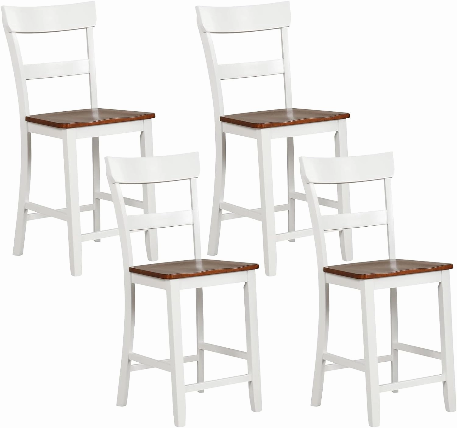 Giantex Wooden Bar Stools Counter Height Set of 2, 24.5" Farmhouse Wood Bar Dining Chairs