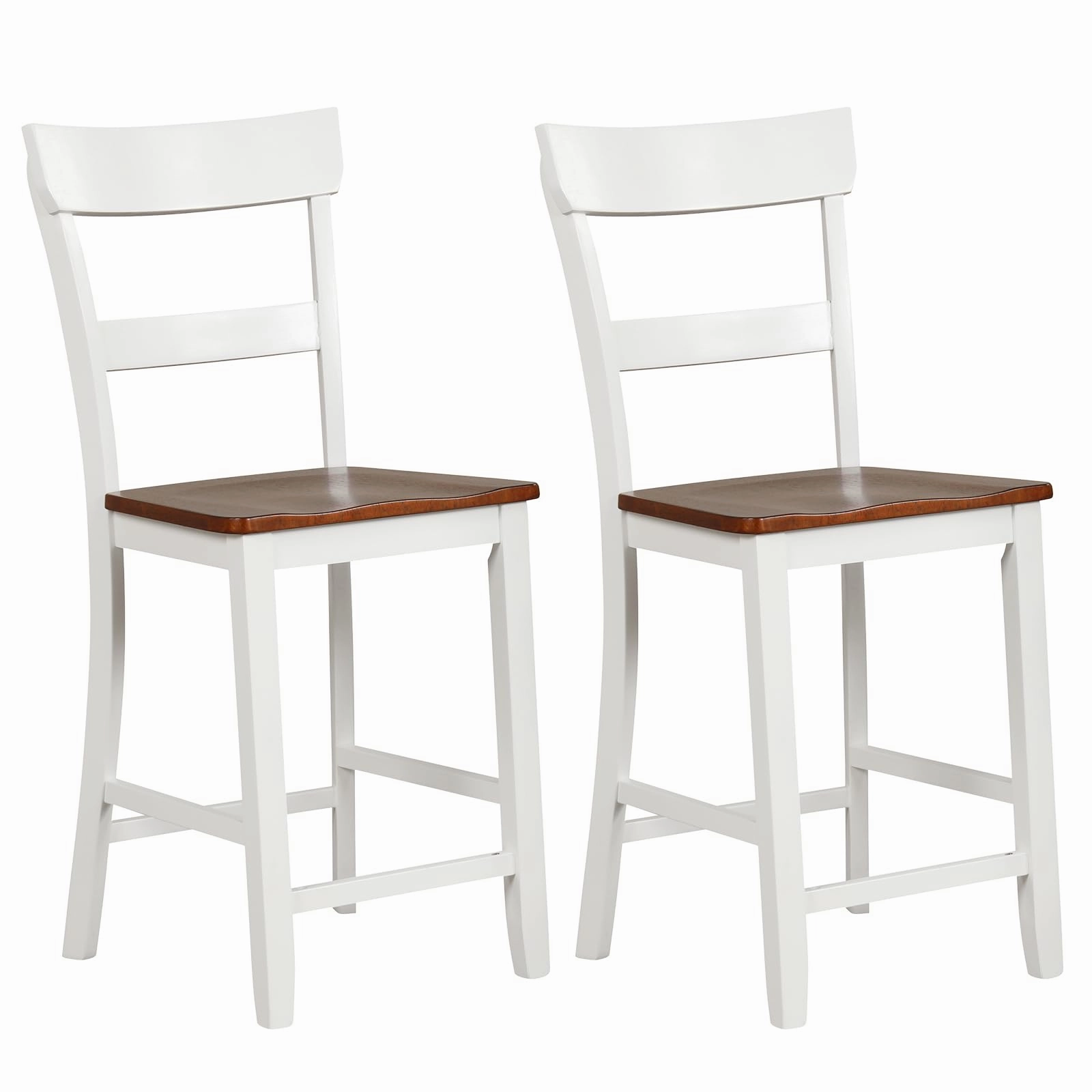 Giantex Wooden Bar Stools Counter Height Set of 2, 24.5" Farmhouse Wood Bar Dining Chairs kitchen towel, placemats