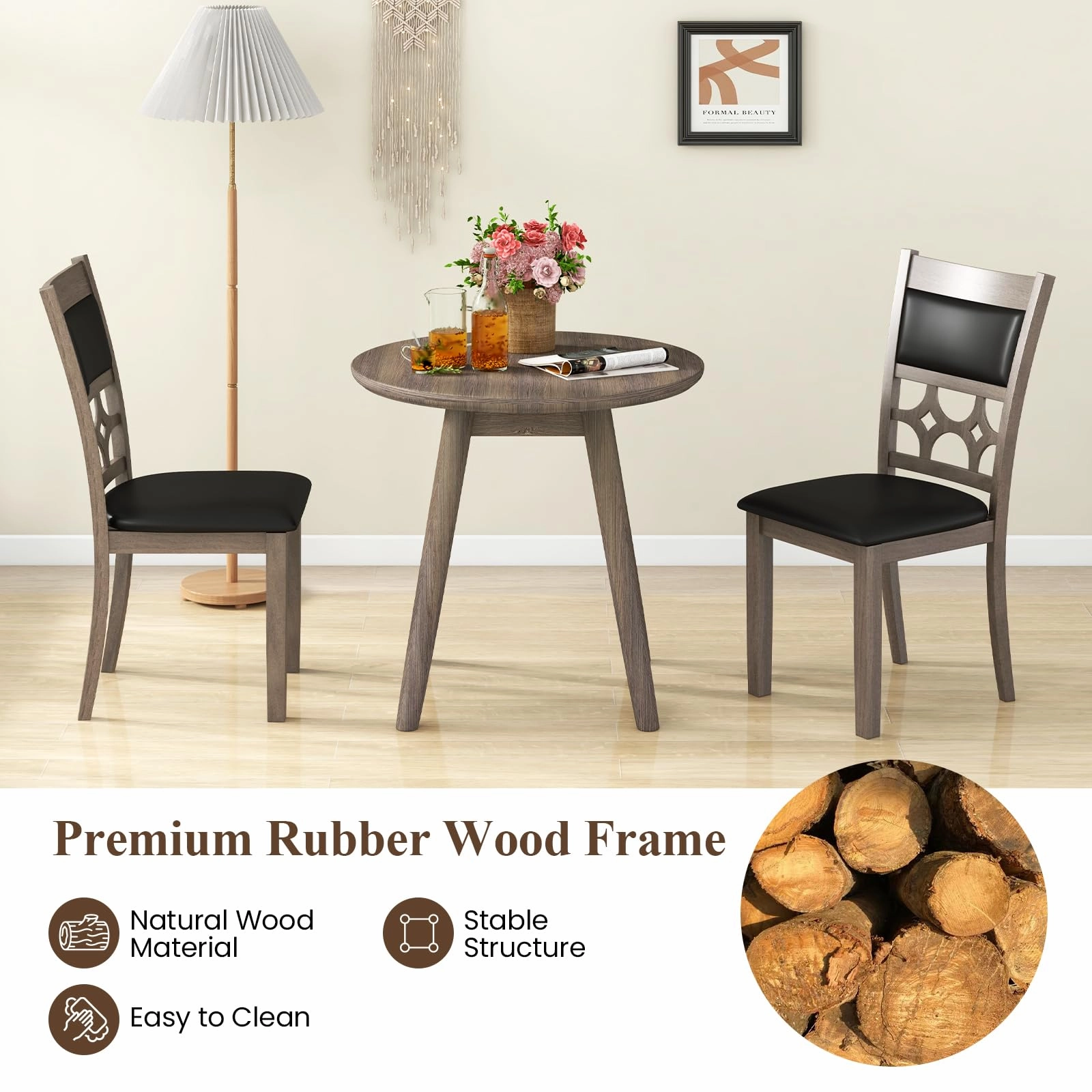 Giantex Wooden Dining Chairs, Farmhouse Armless Kitchen Chairs w/Padded Backrest & Seat