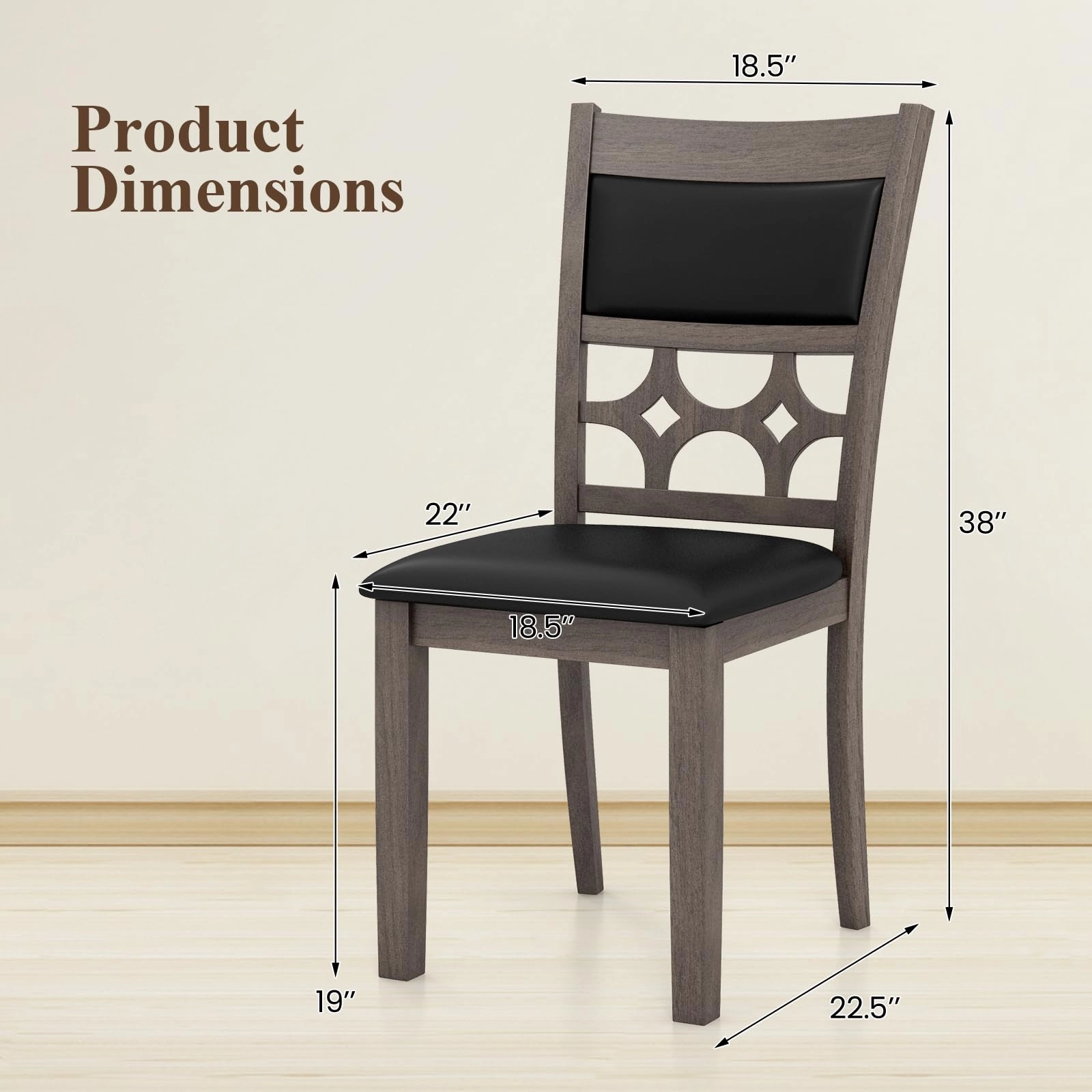 Giantex Wooden Dining Chairs, Farmhouse Armless Kitchen Chairs w/Padded Backrest & Seat