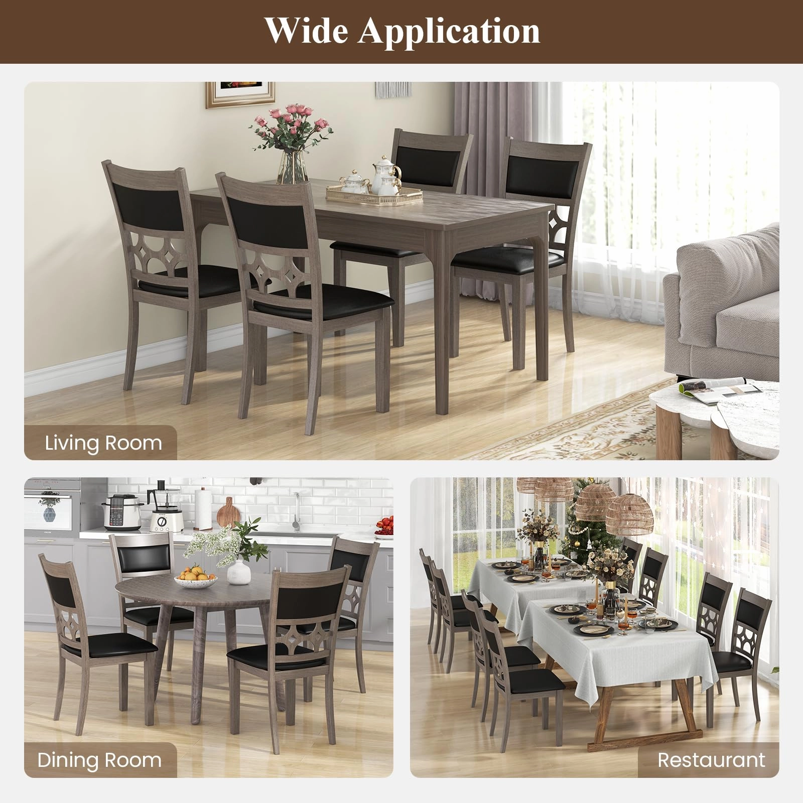 Giantex Wooden Dining Chairs, Farmhouse Armless Kitchen Chairs w/Padded Backrest & Seat
