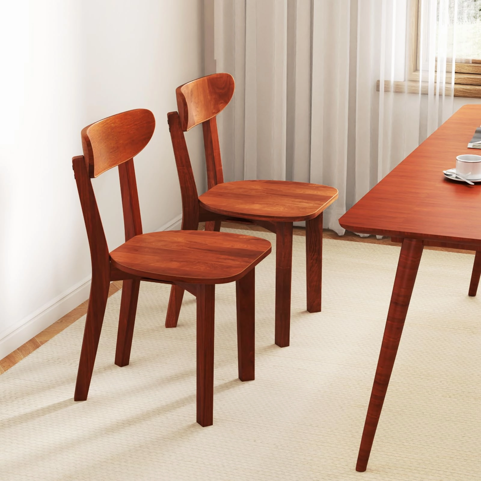 Giantex Wooden Dining Chairs, Kitchen Chairs w/Curved Backrest & Solid Rubber Wood Frame